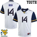 Youth West Virginia Mountaineers NCAA #14 Tevin Bush White Authentic Nike Stitched College Football Jersey AP15Q12ZF